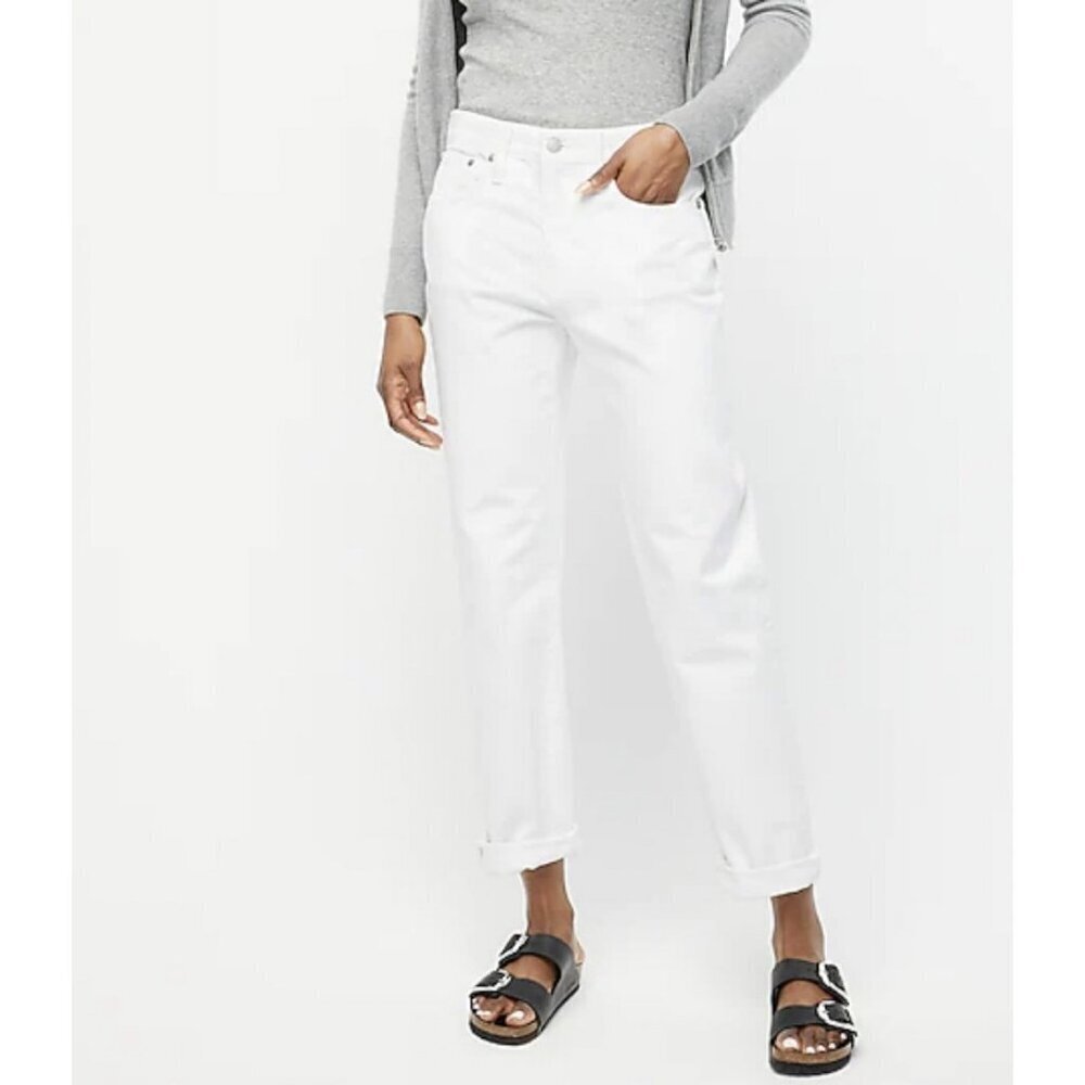 J.Crew $128 Petite Slouchy Boyfriend Jean in White Size P32 AV945